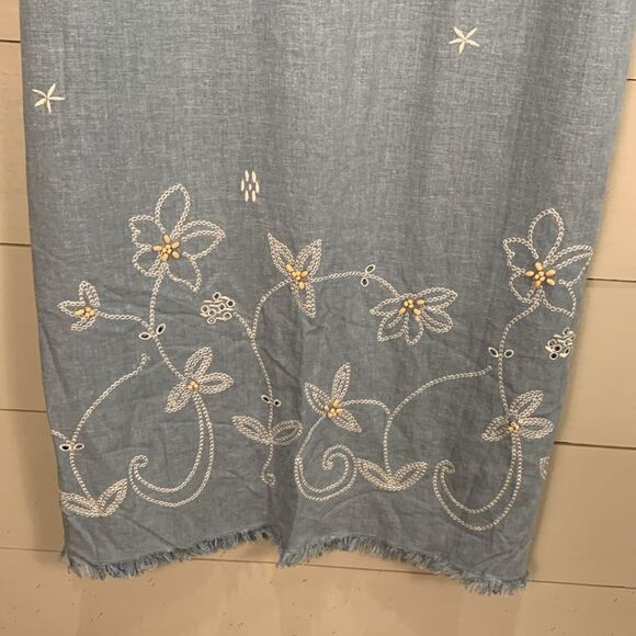 Vintage linen blend floral embroidered summer shift maxi dress cottage core - Picture 2 of 7